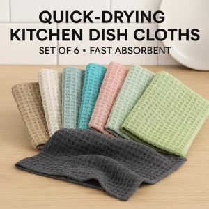 Quick Drying Kitchen Dish Cloths Set of 6 Fast Absorbent